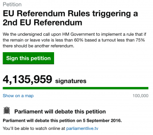 Парламент Великобритании обсудит петицию граждан страны о Regrexit (обратный Brexit процесс)