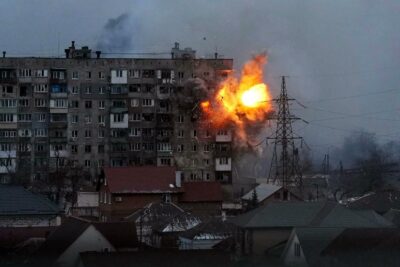 Civilian building in Mariupol shelled by the Russian invaders